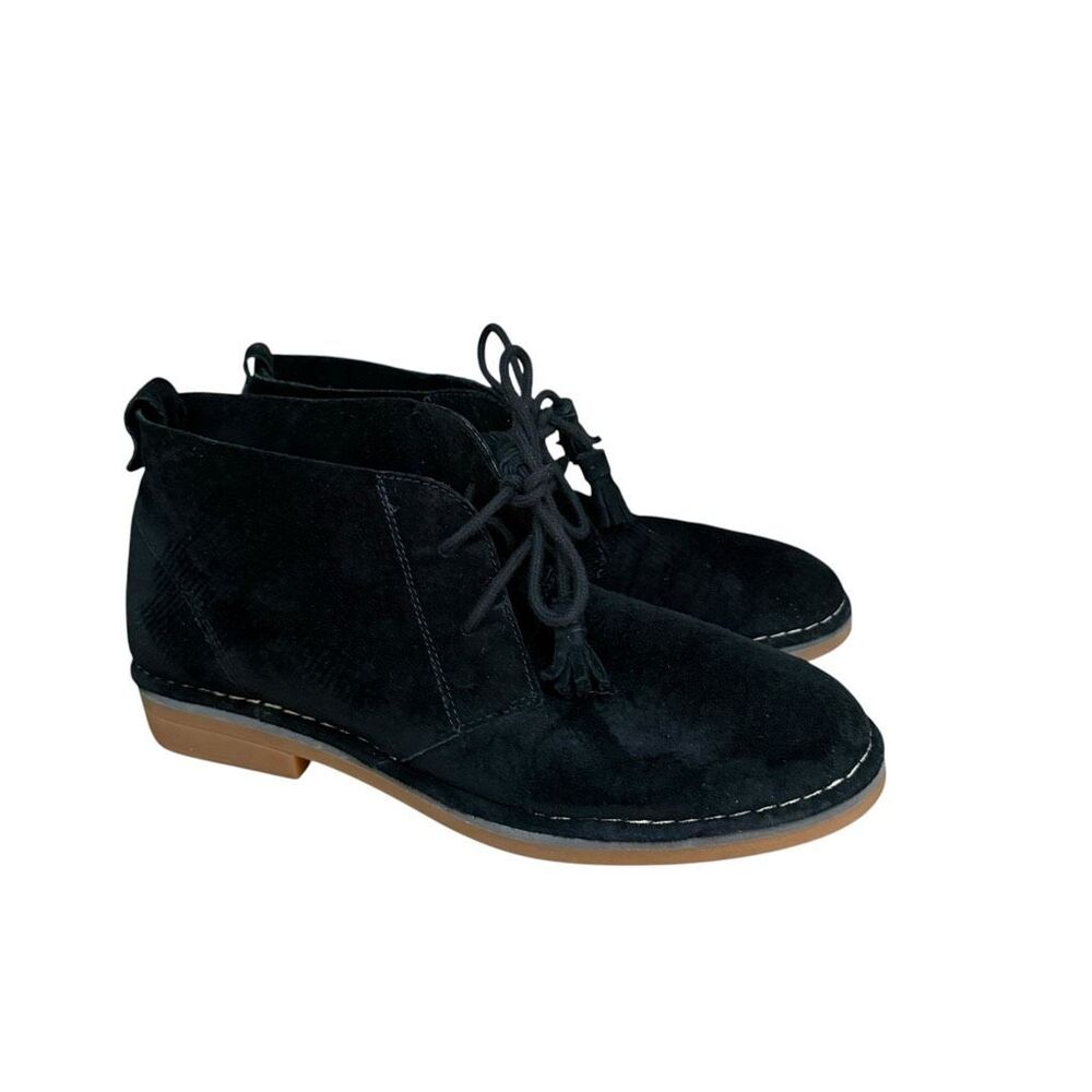 Hush Puppies Men’s Black Suede Chukka Desert Boots Tassel Lace-Up Ankle Size 10